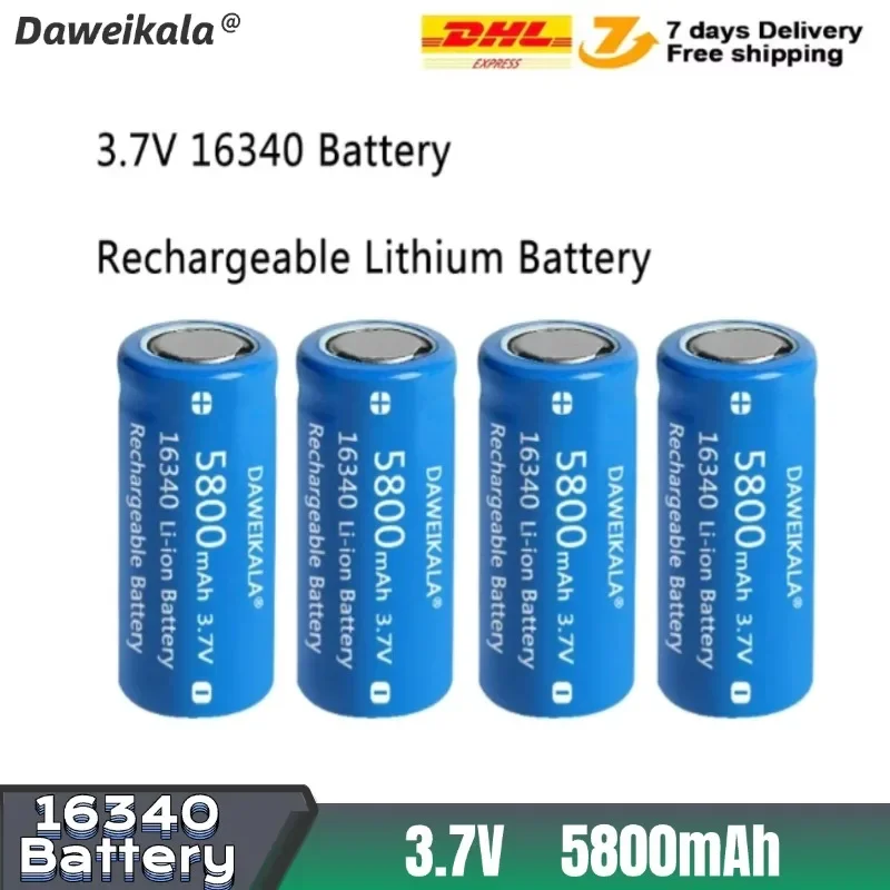 New 3.7V 5800mAh Lithium Li-ion 16340 Battery CR123A Rechargeable Batteries 3.7V CR123 For Laser Pen LED Flashlight Ce
New 3.7V 5800mAh Lithium Li-ion 16340 Battery CR123A Rechargeable Batteries 3.7V CR123 For Laser Pen LED Flashlight Ce