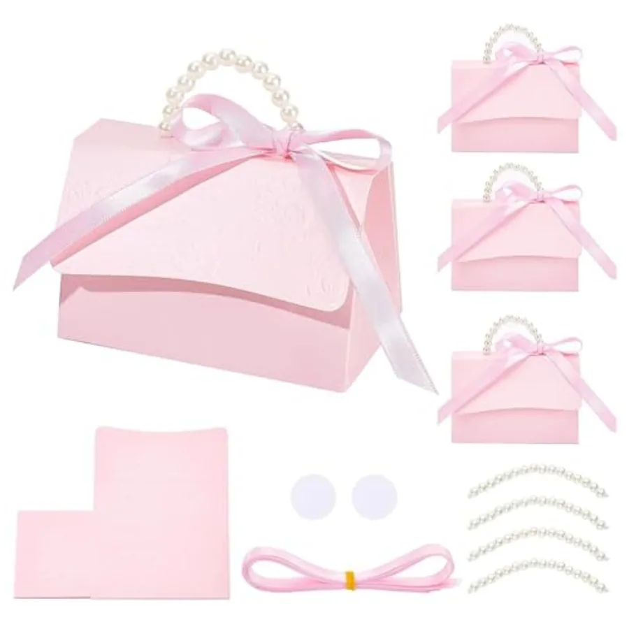 16Set Wedding Favors Box DIY Set, Pink Kraft Paper Box with Pearl Handle, Ribbons, Stickers, Gift Boxes for Birthday, Party Fav
16Set Wedding Favors Box DIY Set, Pink Kraft Paper Box with Pearl Handle, Ribbons, Stickers, Gift Boxes for Birthday, Party Fav
