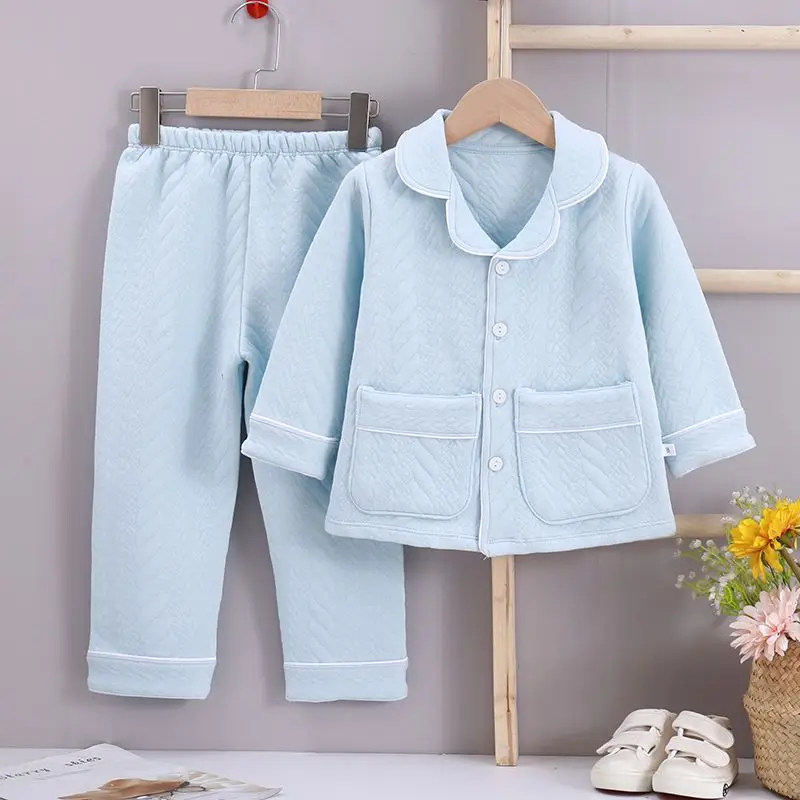 Children's Three-layer Warm Home Wear Cotton Fall and Winter Models Long-sleeved Boys Cotton Thickened Girls Pajamas Suit
Children's Three-layer Warm Home Wear Cotton Fall and Winter Models Long-sleeved Boys Cotton Thickened Girls Pajamas Suit