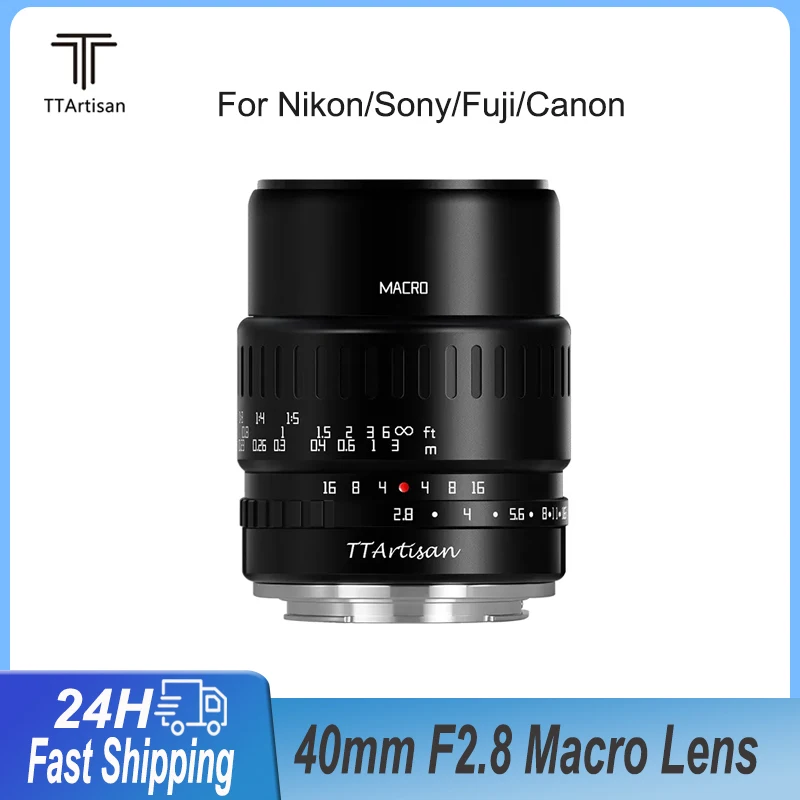 TTArtisan 40mm F2.8 Macro Lens for Sony E Mount A6600 Fuji XT4 XA XE X-Pro Nikon Z Z30 Canon M50 Panasonic Olympus M43 Camera
TTArtisan 40mm F2.8 Macro Lens for Sony E Mount A6600 Fuji XT4 XA XE X-Pro Nikon Z Z30 Canon M50 Panasonic Olympus M43 Camera