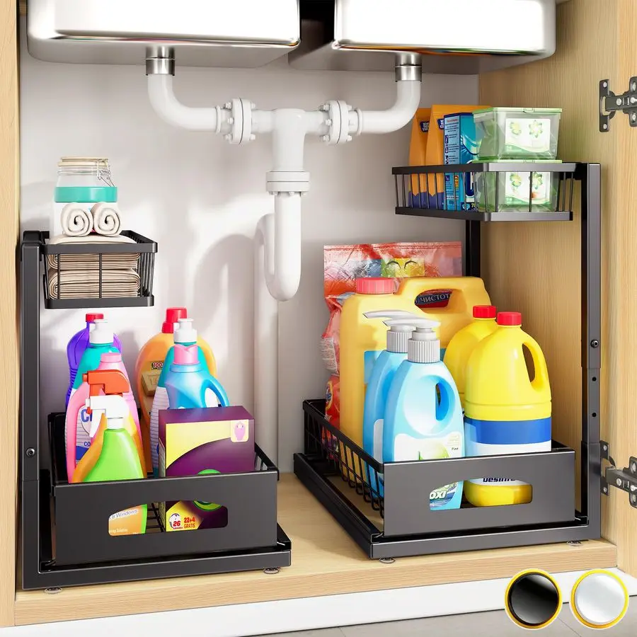 Sink Organizer , 2 Pack Height Adjustable Cabinet Organizer with Slide Out Drawer, Pull Out Under Sink Storage, MultiPurpose 2 T
Sink Organizer , 2 Pack Height Adjustable Cabinet Organizer with Slide Out Drawer, Pull Out Under Sink Storage, MultiPurpose 2 T