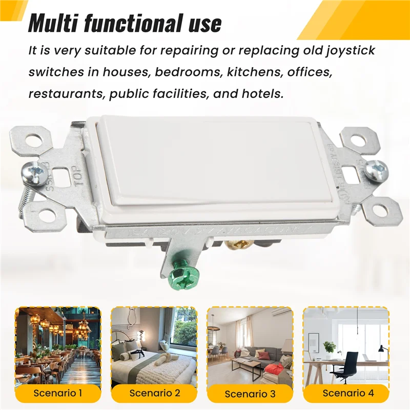 ABFI 3-позиционный выключатель света, белый, 4 шт., трехпозиционный переключатель, кулисный переключатель 15 А, 120/277 В, кулисный переключатель включения/выключения, прочный
ABFI 3-позиционный выключатель света, белый, 4 шт., трехпозиционный переключатель, кулисный переключатель 15 А, 120/277 В, кулисный переключатель включения/выключения, прочный