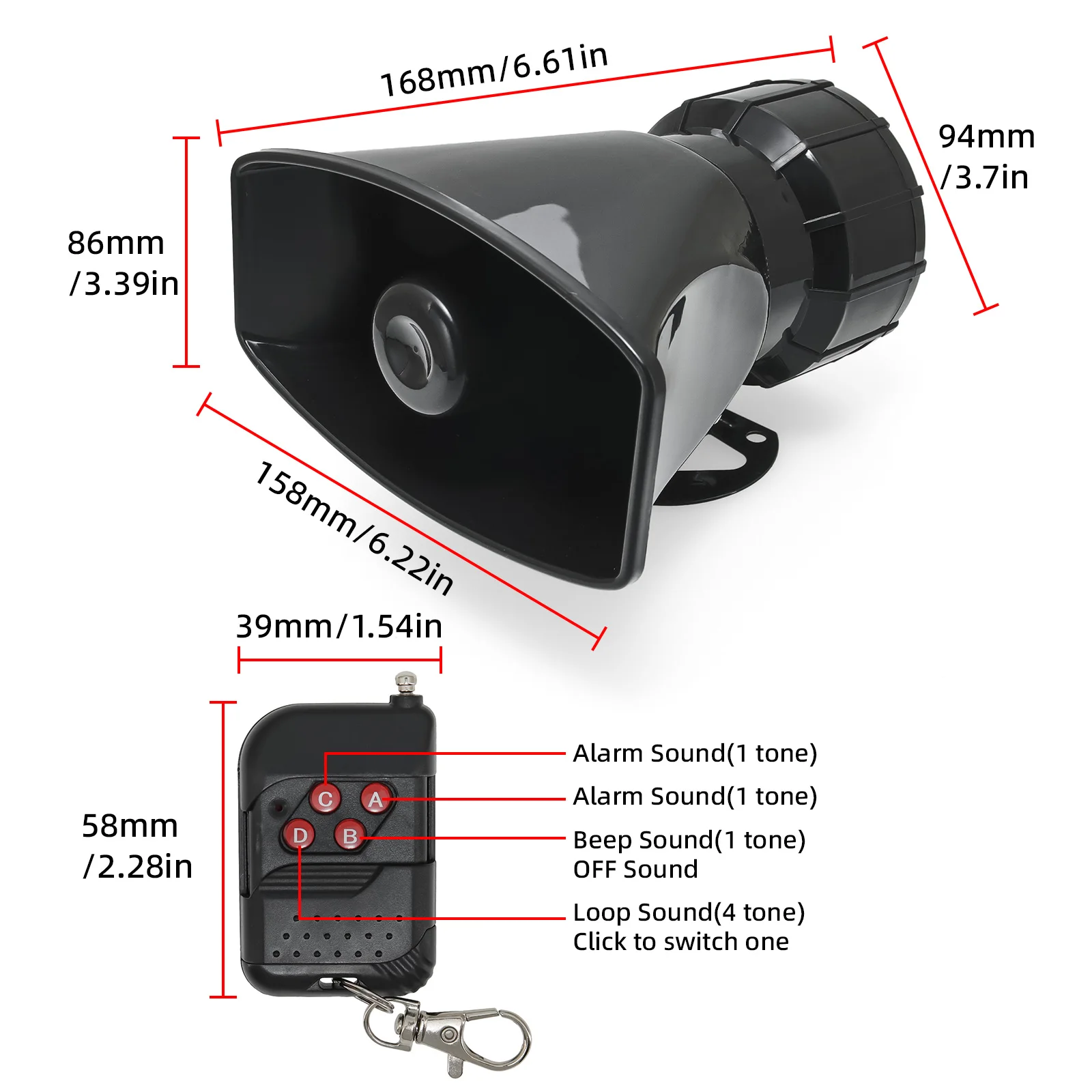 12V Loud Car Warning Alarm Truck Alarm 100W Multi-tone Wireless Loudspeaker Megaphone Police Fire Siren Horn Motor Accessories
12V Loud Car Warning Alarm Truck Alarm 100W Multi-tone Wireless Loudspeaker Megaphone Police Fire Siren Horn Motor Accessories