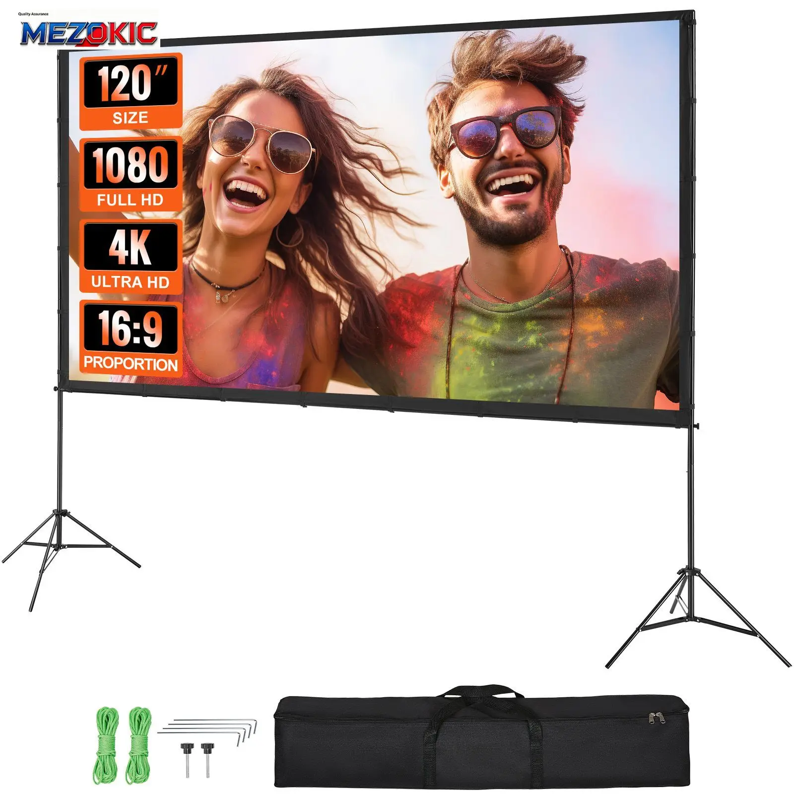 Projector Screen with Stand, 120 inch 16:9 4K 1080 HD Outdoor Movie Screen with Stand, Wrinkle-Free Projection Screen with Tripods and Carry Bag, for Home Theater Cinema Backyard Movie Night
Projector Screen with Stand, 120 inch 16:9 4K 1080 HD Outdoor Movie Screen with Stand, Wrinkle-Free Projection Screen with Tripods and Carry Bag, for Home Theater Cinema Backyard Movie Night