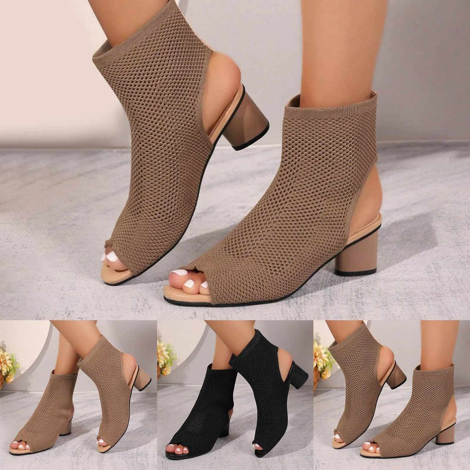 Ботильоны женские без шнуровки, повседневные туфли на высоком каблуке, вязаный носок, открытый заостренный носок, сандалии с ремешком на пятке, лето
Ботильоны женские без шнуровки, повседневные туфли на высоком каблуке, вязаный носок, открытый заостренный носок, сандалии с ремешком на пятке, лето