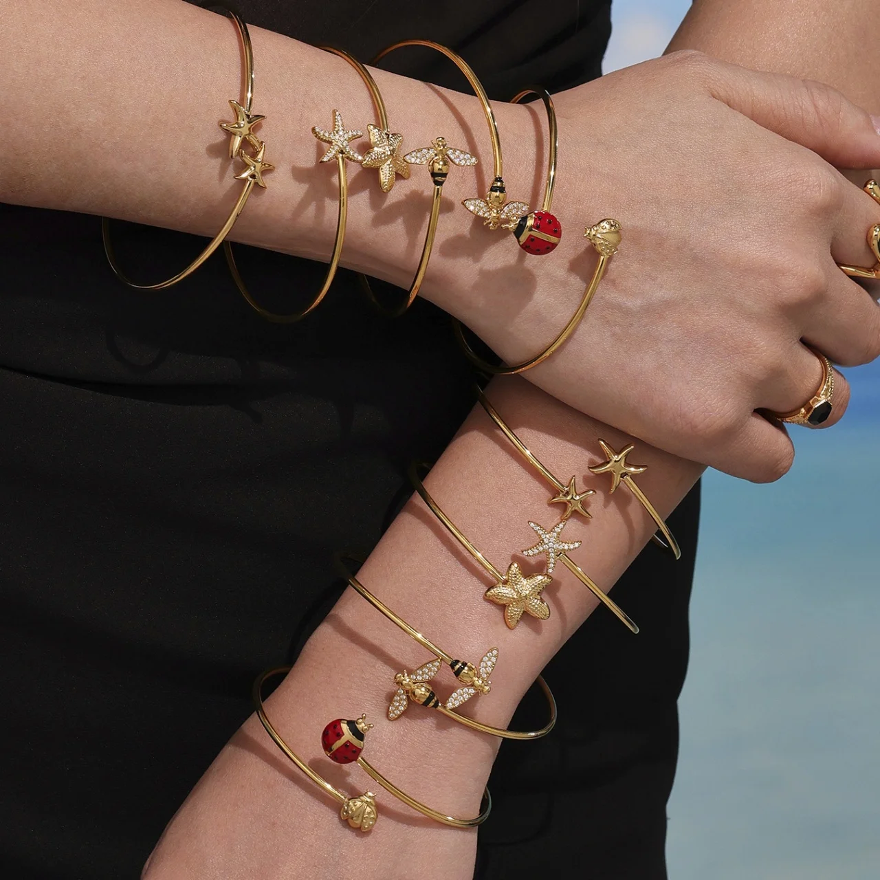 Wholesale 3/5pcs Summer Accessory Stainless Steel C Shape Starfish Bangles Thin Open Bracelets Beach Vacation Jewelry For Women
Wholesale 3/5pcs Summer Accessory Stainless Steel C Shape Starfish Bangles Thin Open Bracelets Beach Vacation Jewelry For Women