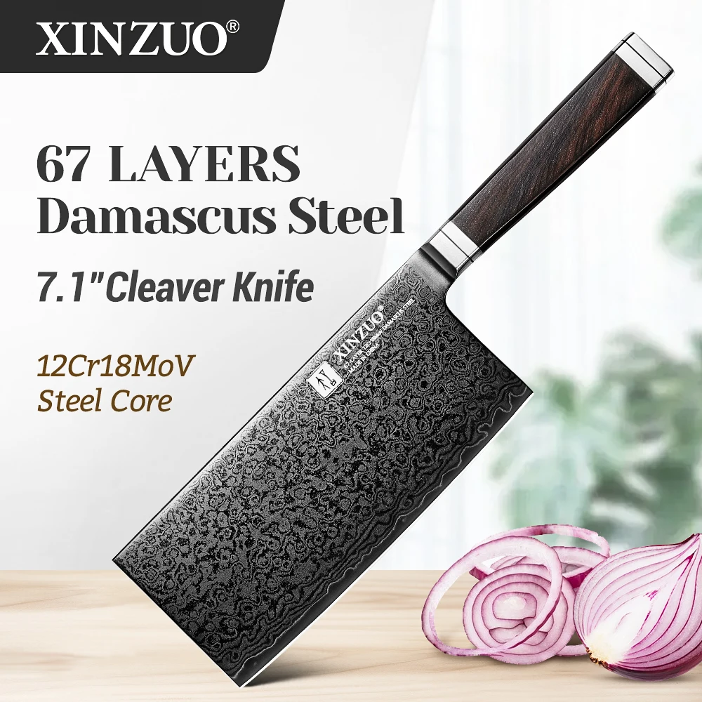 XINZUO Forging 67 Layers Damascus Steel 7.1 Inches Cleaver Knife With Ebony Handle Slicing Knife Chopping Food Ideal Gift Choice
XINZUO Forging 67 Layers Damascus Steel 7.1 Inches Cleaver Knife With Ebony Handle Slicing Knife Chopping Food Ideal Gift Choice
