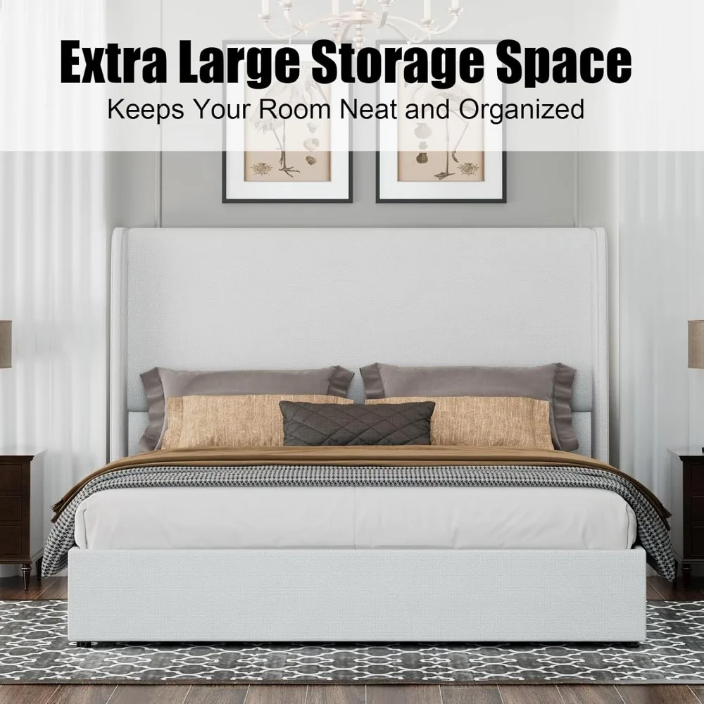 with Wingback Headboard/Hydraulic Storage/No Box Spring Needed/Wood Slats Support, bed
with Wingback Headboard/Hydraulic Storage/No Box Spring Needed/Wood Slats Support, bed