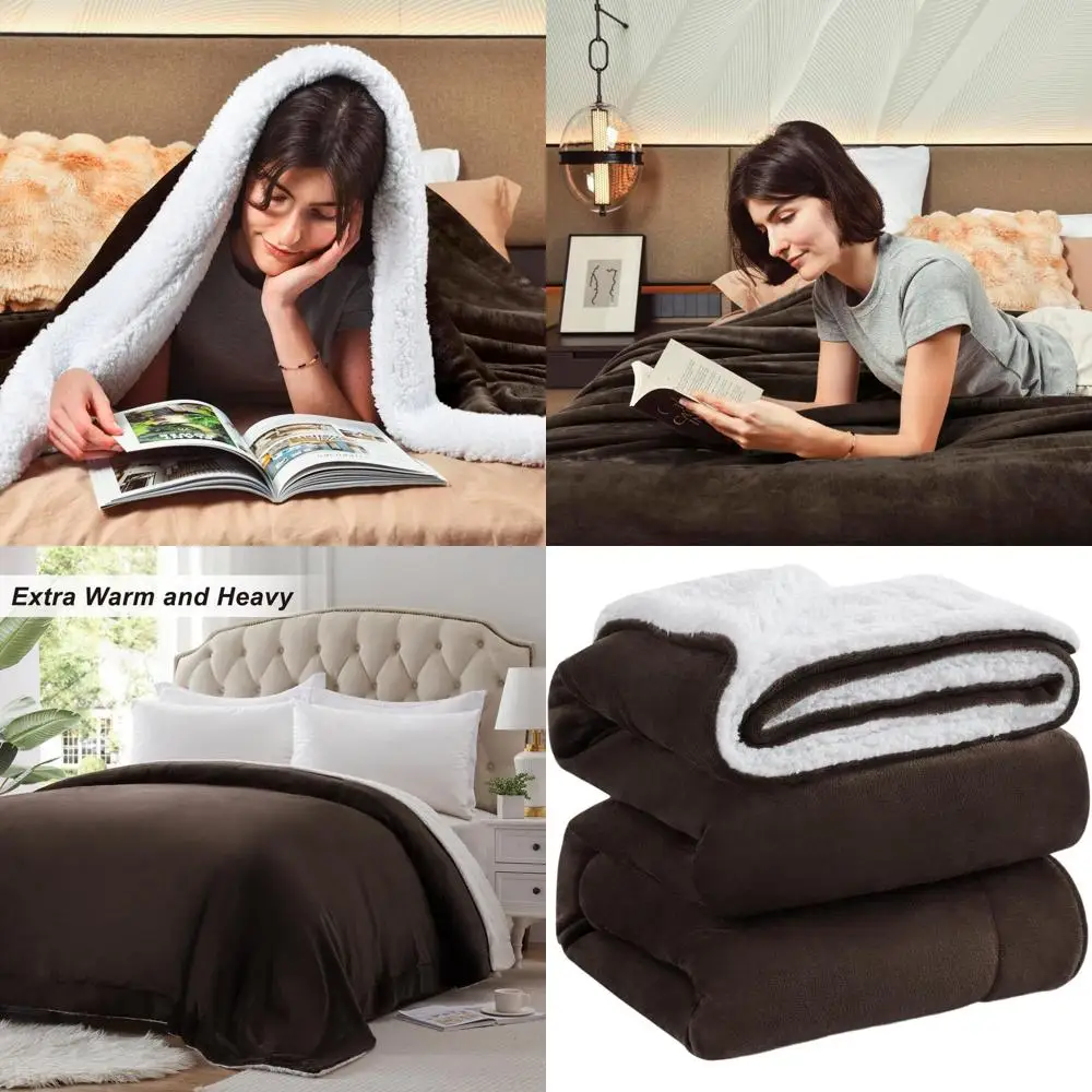 King Size Sherpa Fleece Blanket - Ultra Warm, Thick & Soft 500 GSM for Winter, 108x90 Brown
King Size Sherpa Fleece Blanket - Ultra Warm, Thick & Soft 500 GSM for Winter, 108x90 Brown