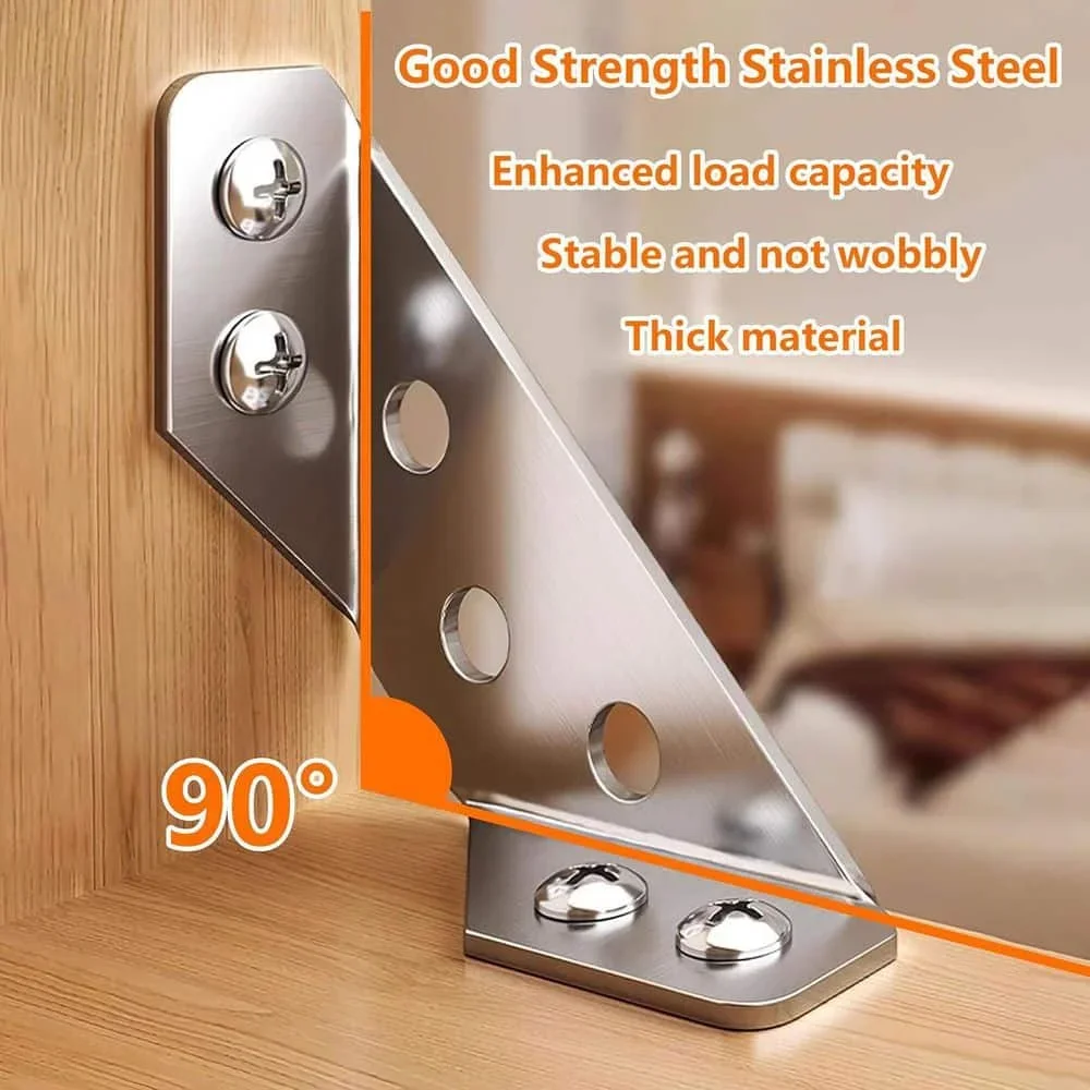 Stainless Steel L Brackets + Screws Set | Furniture Corner Brace Support for Cabinet Shelf Fixing
Stainless Steel L Brackets + Screws Set | Furniture Corner Brace Support for Cabinet Shelf Fixing