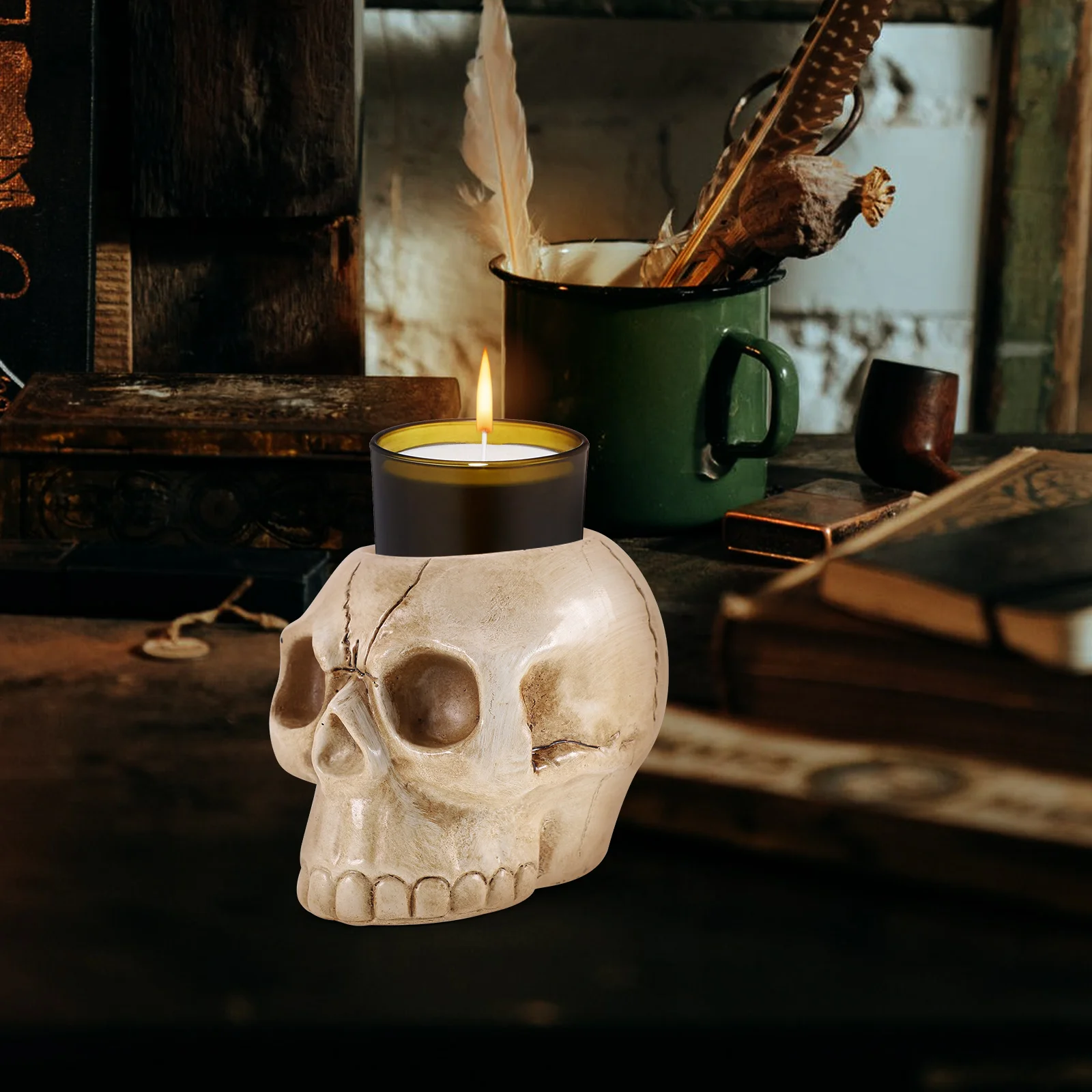 Halloween Skull Holder Resin Decorative Retro Style Stable Holder for Home Party Gothic Skull Candlesticks
Halloween Skull Holder Resin Decorative Retro Style Stable Holder for Home Party Gothic Skull Candlesticks