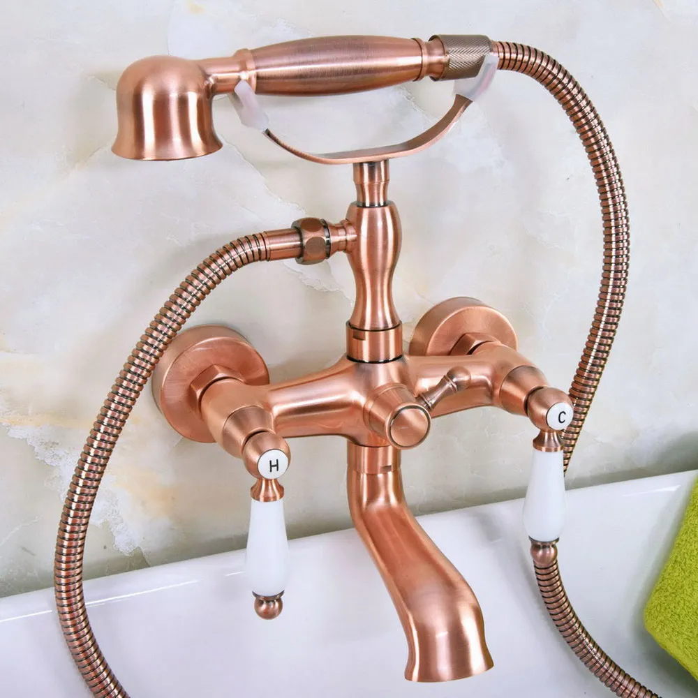 Bathtub Faucets Brass Luxury Red Copper Shower Faucet Set Ceramic Handle Handheld Rain Shower Head Faucet Mixer Tap
Bathtub Faucets Brass Luxury Red Copper Shower Faucet Set Ceramic Handle Handheld Rain Shower Head Faucet Mixer Tap