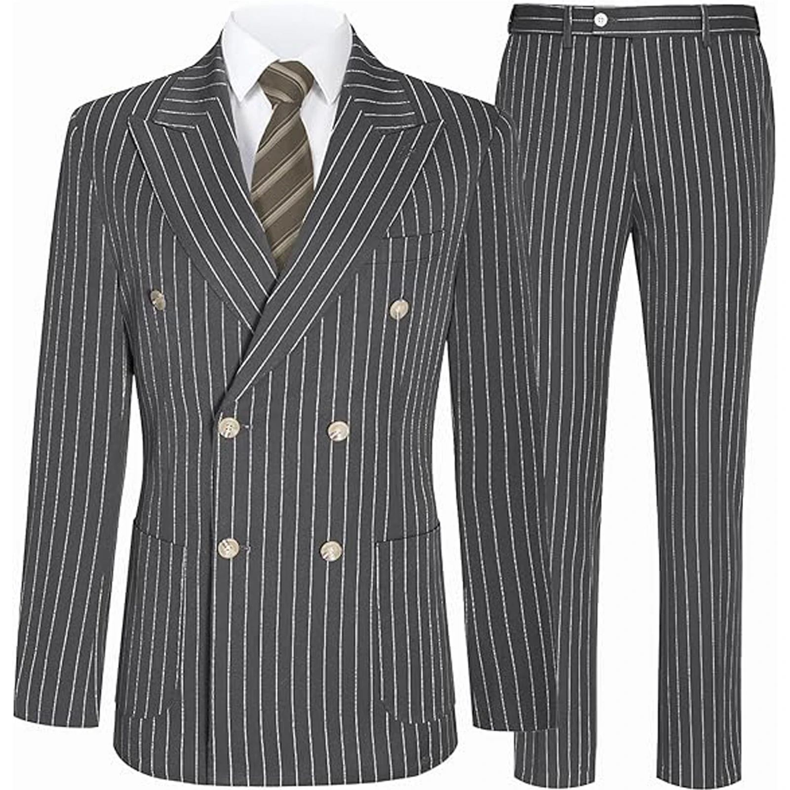 Classic Men's Striped Suits Peak Lapel Double Breasted 2 Piece Blazer+Pants Slim Fit Formal Business Jacket Tuxedos for Wedding
Classic Men's Striped Suits Peak Lapel Double Breasted 2 Piece Blazer+Pants Slim Fit Formal Business Jacket Tuxedos for Wedding