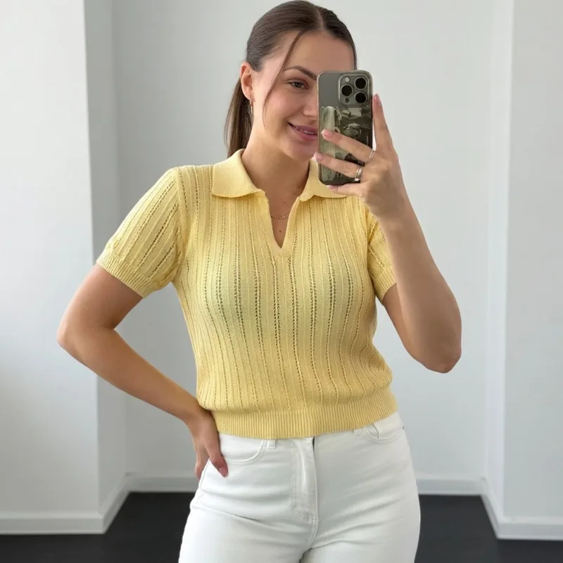 Talenza Summer Women's Pullover Fashion Hollow Solid Lapel Casual Pullovers Top New Commuting Basic Streetwear Women's Sweaters
Talenza Summer Women's Pullover Fashion Hollow Solid Lapel Casual Pullovers Top New Commuting Basic Streetwear Women's Sweaters