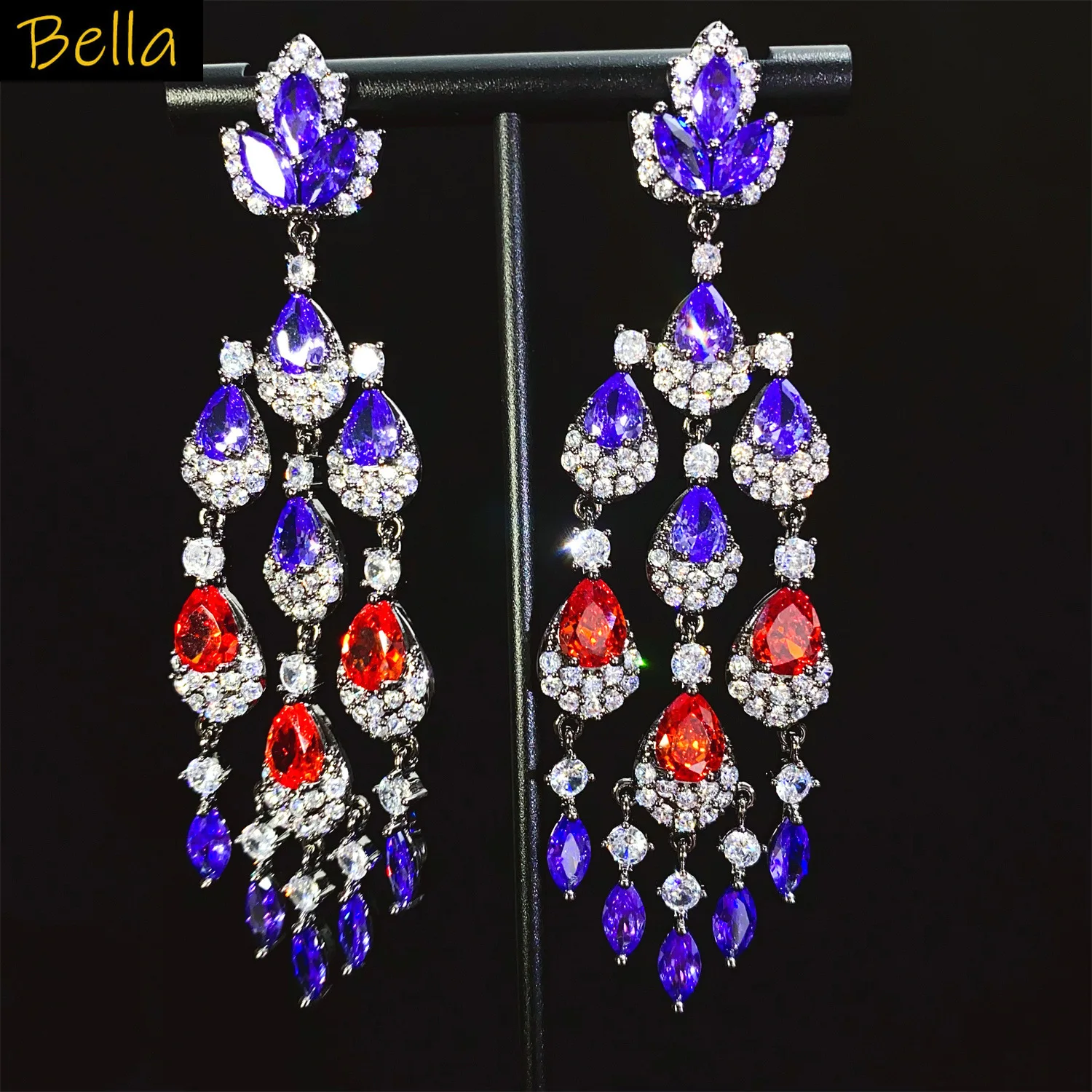 Large Long Earrings Red Green Purple White Zirconia Water Drop Chain Tassel Dangling Earrings Wedding Dinner Party Jewelry
Large Long Earrings Red Green Purple White Zirconia Water Drop Chain Tassel Dangling Earrings Wedding Dinner Party Jewelry