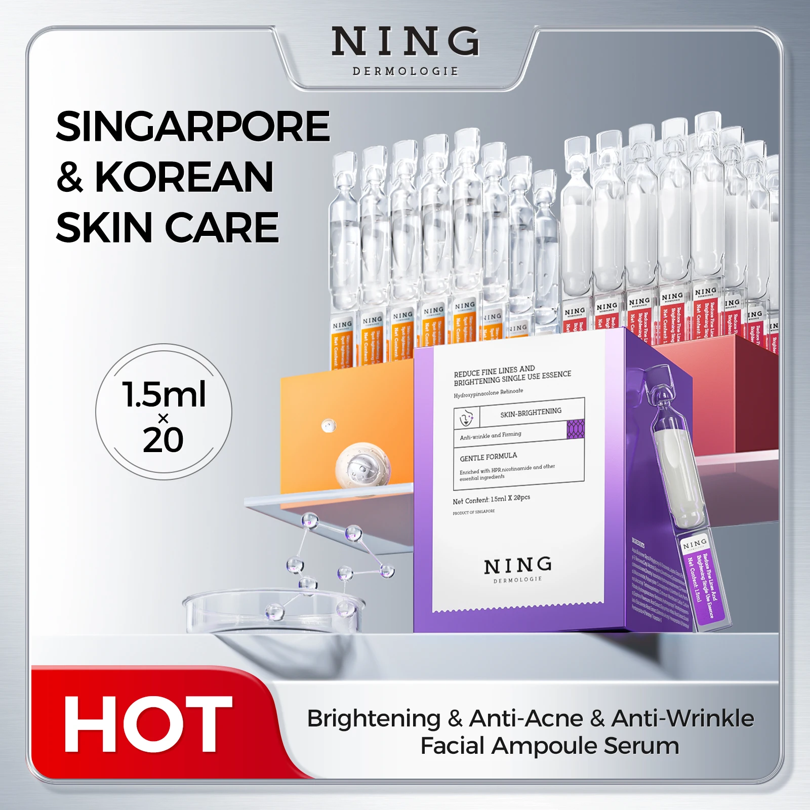 Эссенция ампулы для лица | Осветление, против морщин, против прыщей с ниацинамидом, салициловой кислотой и пептидами для ровного тона и восстановления кожи
Эссенция ампулы для лица | Осветление, против морщин, против прыщей с ниацинамидом, салициловой кислотой и пептидами для ровного тона и восстановления кожи