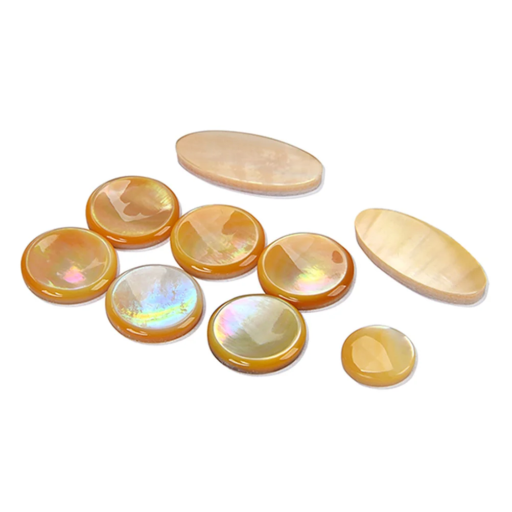 9Pcs Alto Tenor Soprano Saxophone Key Buttons Yellow Shell Inlays High Gloss Lightweight Replacement Parts Music Accessories