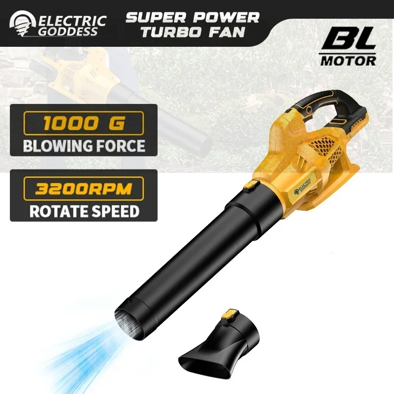 Cordless Yellow Large Blower Turbofan Snow Blower Six-Speed Adjustable Leaf Removal Power Tool for Dewalt 20v Battery Pin
Cordless Yellow Large Blower Turbofan Snow Blower Six-Speed Adjustable Leaf Removal Power Tool for Dewalt 20v Battery Pin