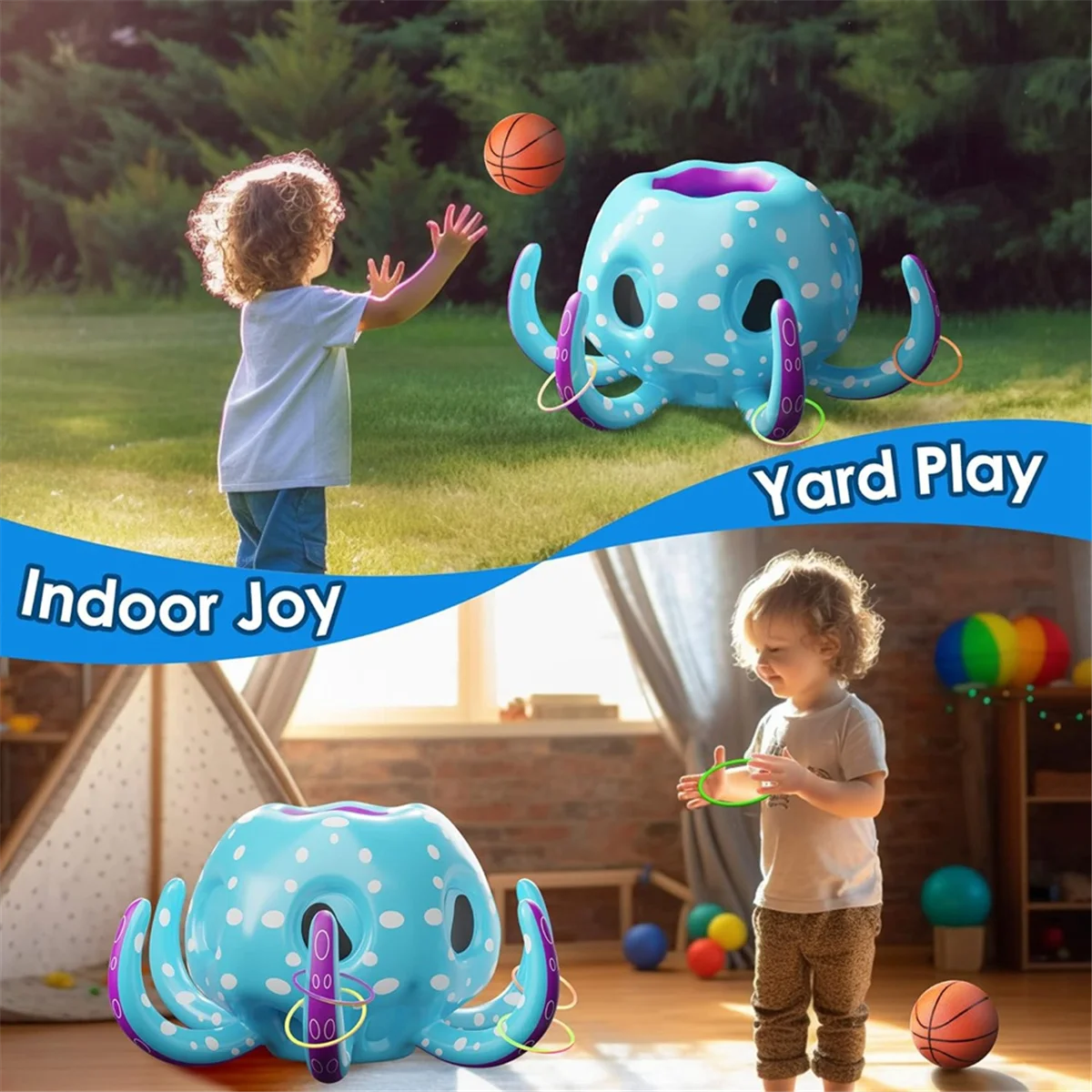 2-In-1 Inflatable Basketball Hoop Ring Toss Yard Games, Indoor Outdoor Water Play, Spring Summer Octopus Pool ToysHUG
2-In-1 Inflatable Basketball Hoop Ring Toss Yard Games, Indoor Outdoor Water Play, Spring Summer Octopus Pool ToysHUG