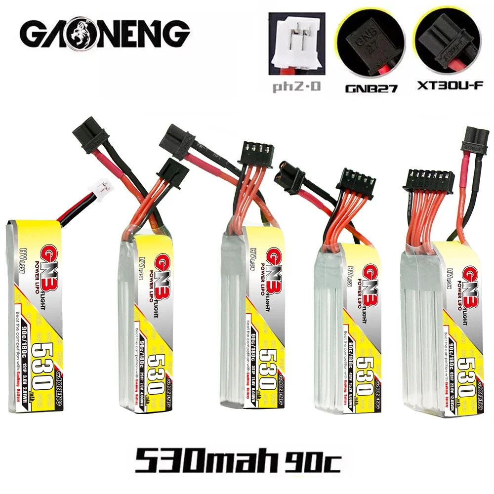 Аккумулятор Gaoneng GNB 530 мАч 1S-3,8 V 2S-7,6 V 3S-11,4 V 4S-15,2 V 6S-22,8 V HV 90C/180C радиоуправляемый вертолет
Аккумулятор Gaoneng GNB 530 мАч 1S-3,8 V 2S-7,6 V 3S-11,4 V 4S-15,2 V 6S-22,8 V HV 90C/180C радиоуправляемый вертолет