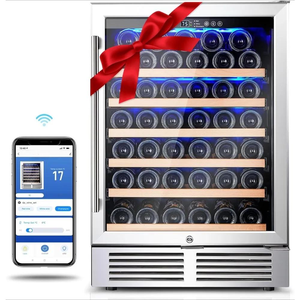 24 Inch Under Counter Wine Cooler 52 Bottles WiFi APP Control Built In Freestanding Home Office Bar, Custom
24 Inch Under Counter Wine Cooler 52 Bottles WiFi APP Control Built In Freestanding Home Office Bar, Custom
