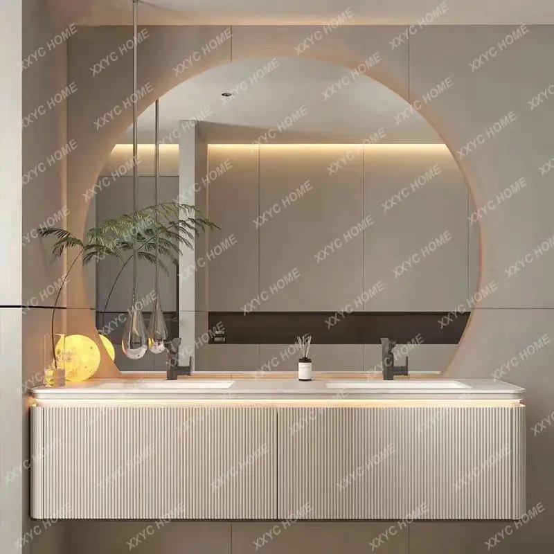 JYAX69 New Bathroom Cabinet Luxury Vanity Set With Oak Wood Paint-Washed Washbasin High-End Rock Slab Thermo-Bent Design Furnitu
JYAX69 New Bathroom Cabinet Luxury Vanity Set With Oak Wood Paint-Washed Washbasin High-End Rock Slab Thermo-Bent Design Furnitu