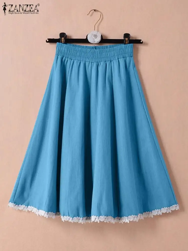 ZANZEA Vintage Pleated Office Faldas Fashion Denim A-line Skirt Women Lace Patchwork Jupe 2024 Autumn Casual Elastic Waist Skirt
ZANZEA Vintage Pleated Office Faldas Fashion Denim A-line Skirt Women Lace Patchwork Jupe 2024 Autumn Casual Elastic Waist Skirt