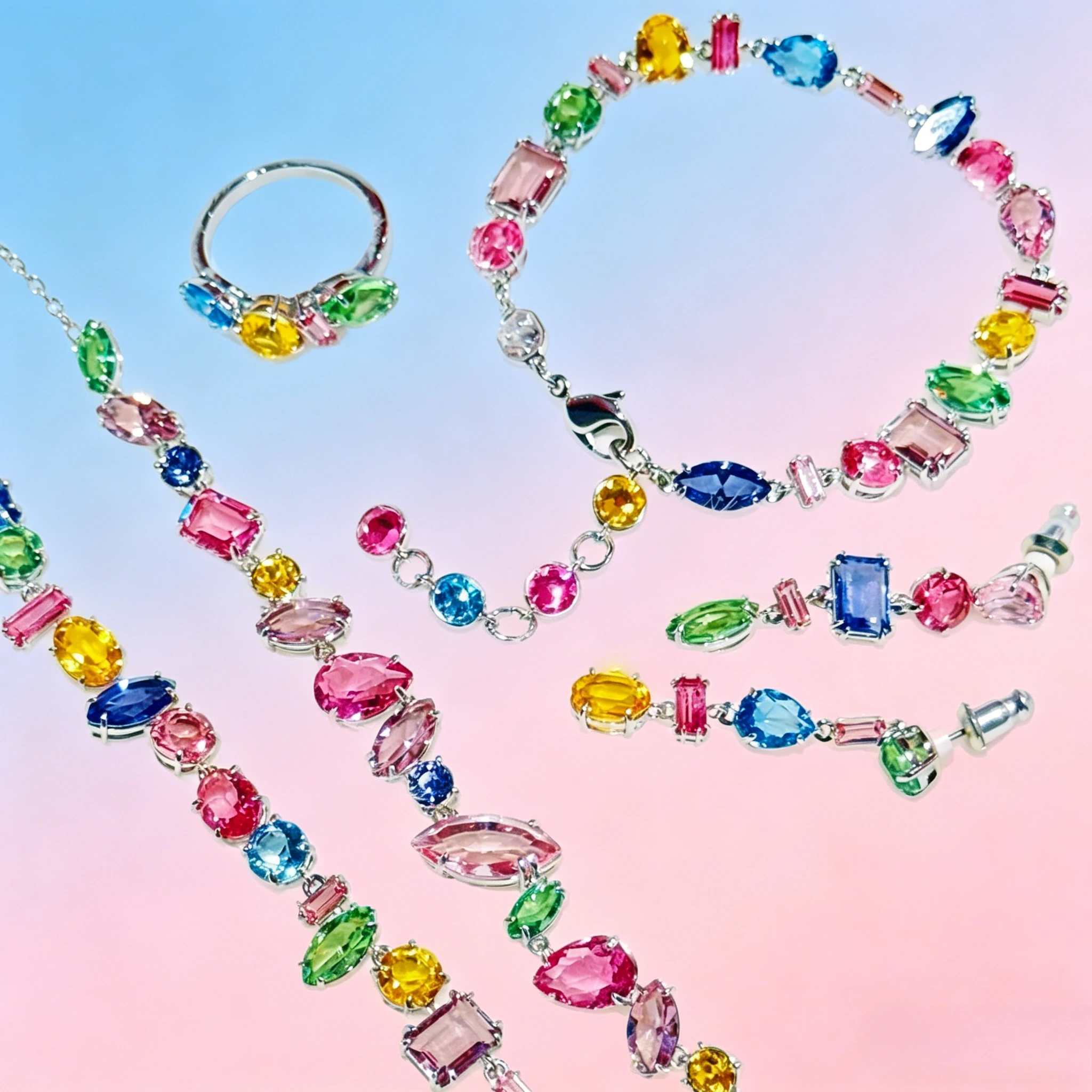 Trendy Multicolor Original Crystal As Savo Jewelry Set Necklace Bracelet Ring & Earring Ovals & Rectangles Shapes Jewelry Custom
Trendy Multicolor Original Crystal As Savo Jewelry Set Necklace Bracelet Ring & Earring Ovals & Rectangles Shapes Jewelry Custom