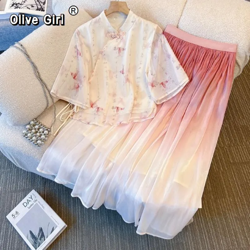 Olivegirl 2026 Chinese Style Buckle Top Gradient Pink Fairy Skirt Summer Immortal Style Improved Cheongsam Shirt Women's Top
Olivegirl 2026 Chinese Style Buckle Top Gradient Pink Fairy Skirt Summer Immortal Style Improved Cheongsam Shirt Women's Top