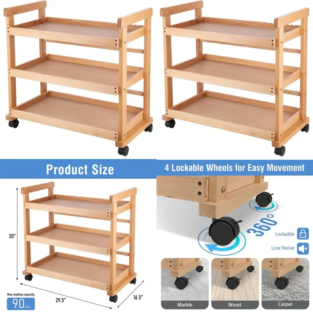 3-х уровневая художественная тележка из бука с колесами для студии и класса, естественная отделка
3-х уровневая художественная тележка из бука с колесами для студии и класса, естественная отделка