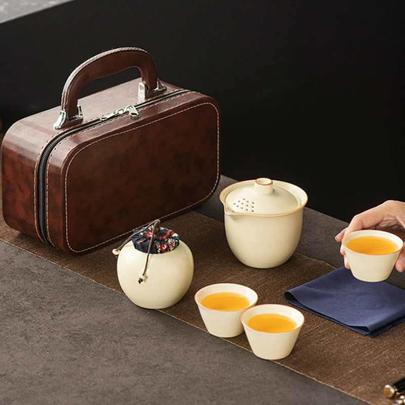 Travel Ceramic Tea Set Outdoor Portable Kung Fu Household Tea Making Chinese Gaiwan Tea Set Teaware Sets Supplies Gift New
Travel Ceramic Tea Set Outdoor Portable Kung Fu Household Tea Making Chinese Gaiwan Tea Set Teaware Sets Supplies Gift New
