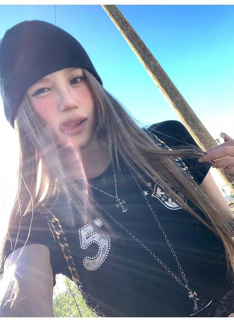 Women's Slimming Short Sleeve T-shirt American Retro Embroidered Lace Edge Top California Meigao Summer Fashion
Women's Slimming Short Sleeve T-shirt American Retro Embroidered Lace Edge Top California Meigao Summer Fashion