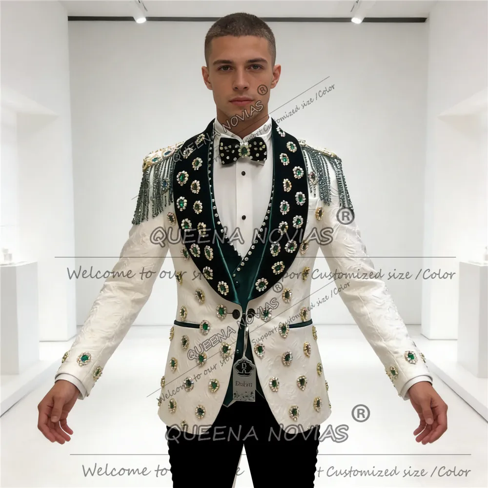 Мужской модный жаккардовый костюм с кисточками из бисера, зеленая бархатная шаль с этикеткой, пиджак для выпускного вечера, облегающие свадебные смокинги для жениха
Мужской модный жаккардовый костюм с кисточками из бисера, зеленая бархатная шаль с этикеткой, пиджак для выпускного вечера, облегающие свадебные смокинги для жениха