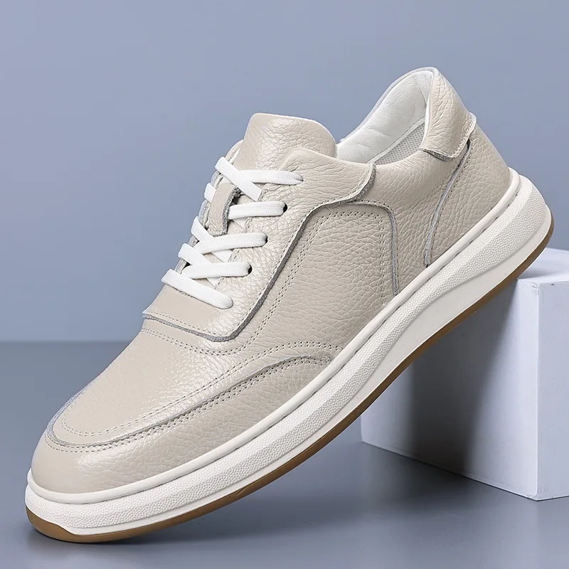 Leather Shoes Casual Spring New Men's Breathable Fashion White Sneakers round Toe Rubber Outsole Synthetic Upper Leather Insole
Leather Shoes Casual Spring New Men's Breathable Fashion White Sneakers round Toe Rubber Outsole Synthetic Upper Leather Insole
