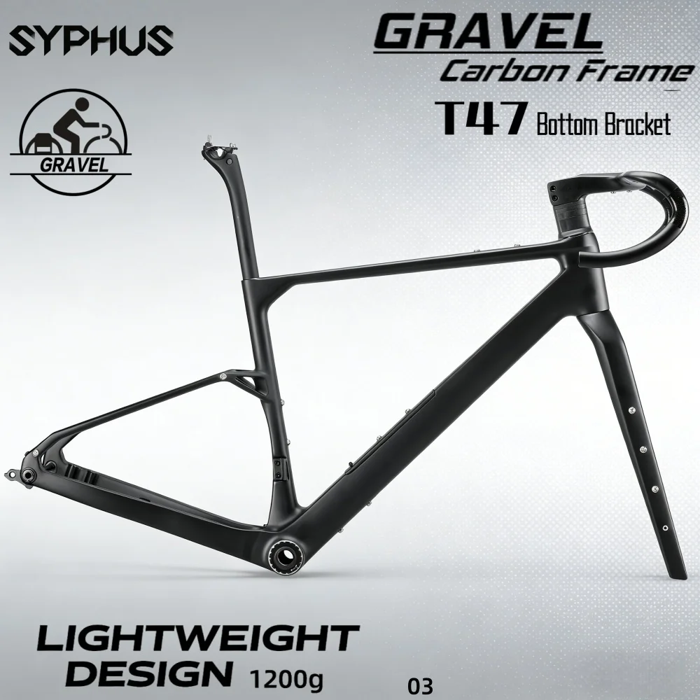 Syphus 2026NEW T1100 Carbon Gravel Frame T47 Carbon Bicycle Cyclocross Frame 700*50C Gravel Frame Bike Disc Brake Frame
Syphus 2026NEW T1100 Carbon Gravel Frame T47 Carbon Bicycle Cyclocross Frame 700*50C Gravel Frame Bike Disc Brake Frame