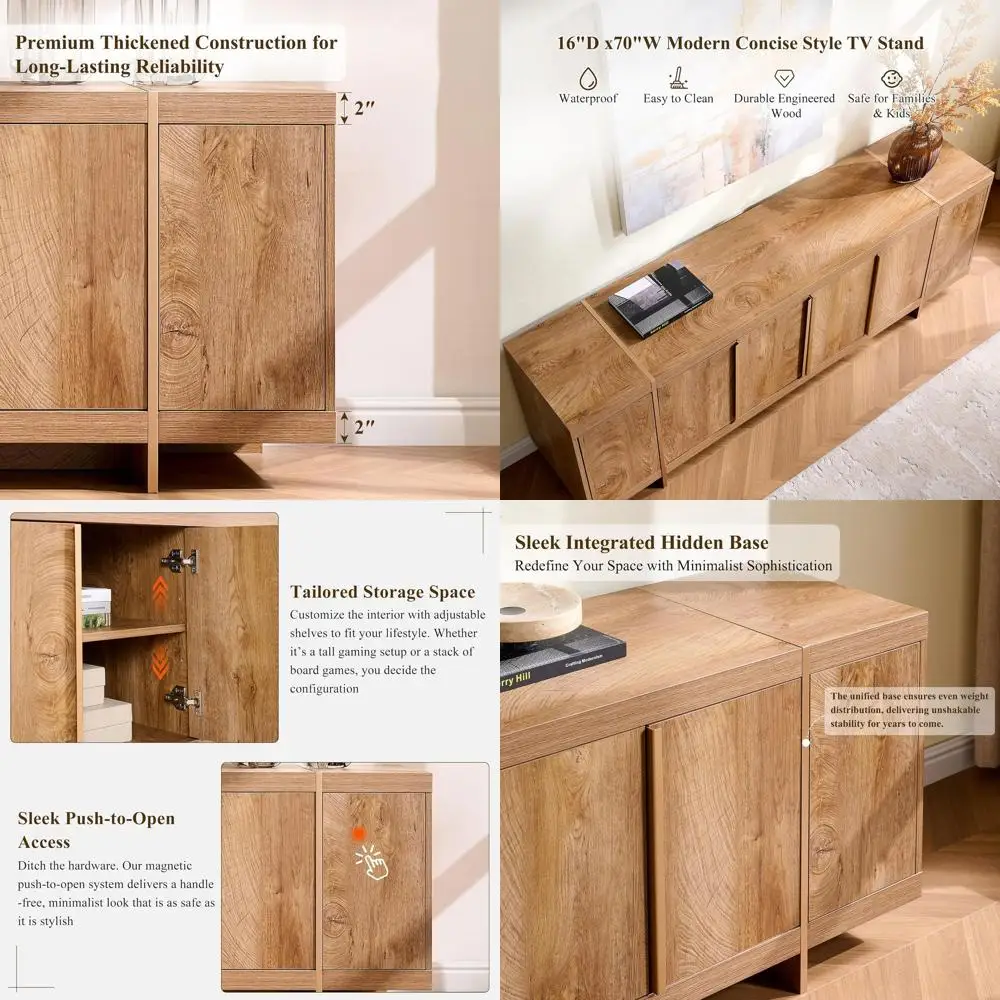 70-80 TV Stand with Storage, Entertainment Center, Integrated Plinth, Handle-Free Design for Living Room or Bedroom
70-80 TV Stand with Storage, Entertainment Center, Integrated Plinth, Handle-Free Design for Living Room or Bedroom
