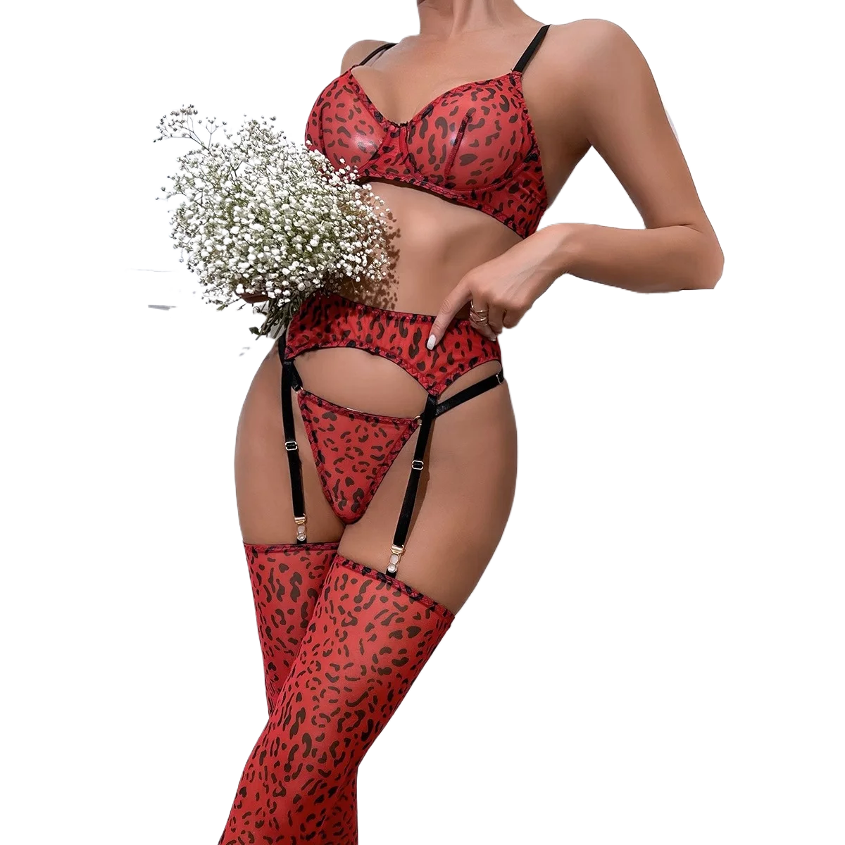 Sexy Lingerie Red Leopard Print Transparent Split Three - piece Lingerie Set For Women New Style Erotic Lingerie Set Sexy Access
Sexy Lingerie Red Leopard Print Transparent Split Three - piece Lingerie Set For Women New Style Erotic Lingerie Set Sexy Access