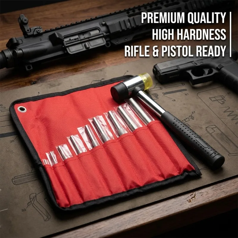 9Pcs Roll Pin Punch Set High Hardness Steel Removal Tool with Hammer for AR15 M4 M16 Glock Gunsmithing Professional Repair Kits
9Pcs Roll Pin Punch Set High Hardness Steel Removal Tool with Hammer for AR15 M4 M16 Glock Gunsmithing Professional Repair Kits