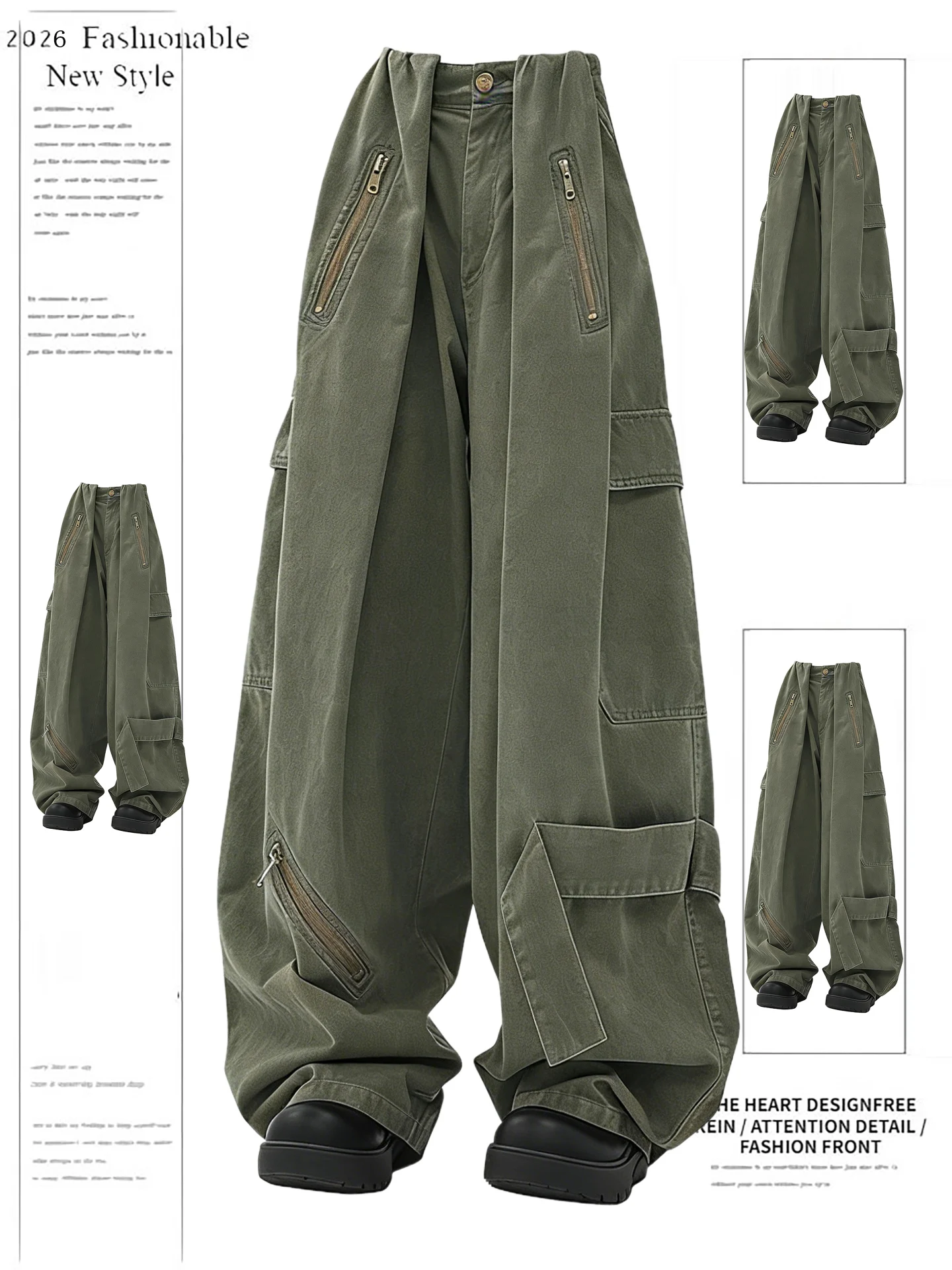 American Retro Military een Paratrooper Pants High Waist Wide Leg Loose Fit Women's Spring New Sle Casual Trousers
American Retro Military een Paratrooper Pants High Waist Wide Leg Loose Fit Women's Spring New Sle Casual Trousers