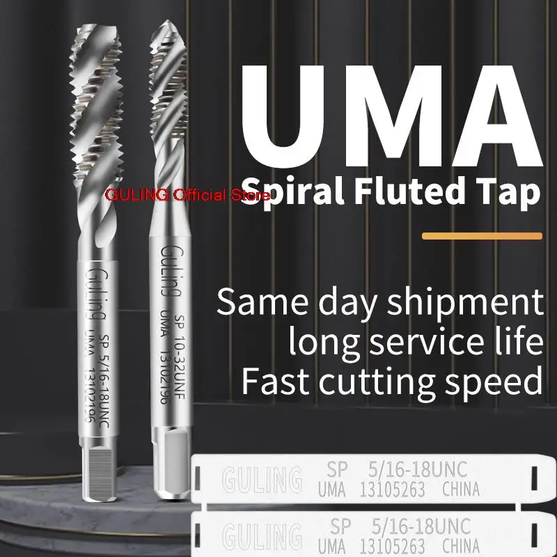 GULING Alloy Carbide Tungsten Steel Spiral Fluted Tap UNC UNF 2-56 6-32 8-32 10-24 12-24 1/4 3/8 1/2 Machine Screw Thread Taps
GULING Alloy Carbide Tungsten Steel Spiral Fluted Tap UNC UNF 2-56 6-32 8-32 10-24 12-24 1/4 3/8 1/2 Machine Screw Thread Taps