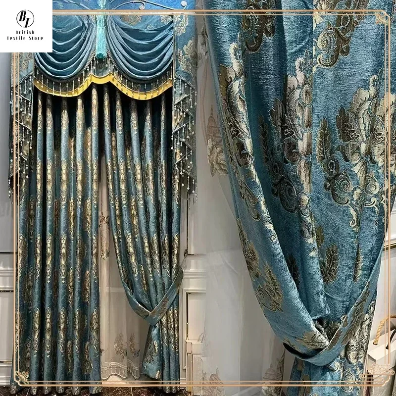 Custom Size European Chenille Blue Embroidered Valance Luxury Curtains for Living Room Bedroom Dining Blackout Tulle Window
Custom Size European Chenille Blue Embroidered Valance Luxury Curtains for Living Room Bedroom Dining Blackout Tulle Window