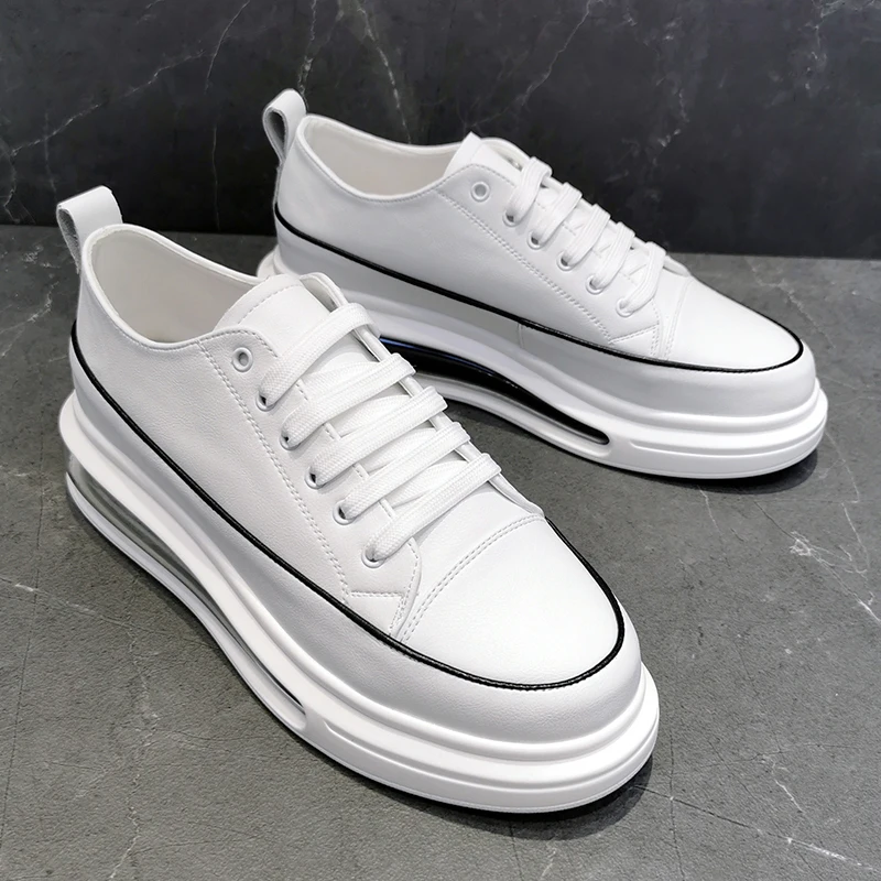 Korean style men's casual white shoes lace-up genuine leather flats shoe air cushion sneakers youth designer platform footwear
Korean style men's casual white shoes lace-up genuine leather flats shoe air cushion sneakers youth designer platform footwear