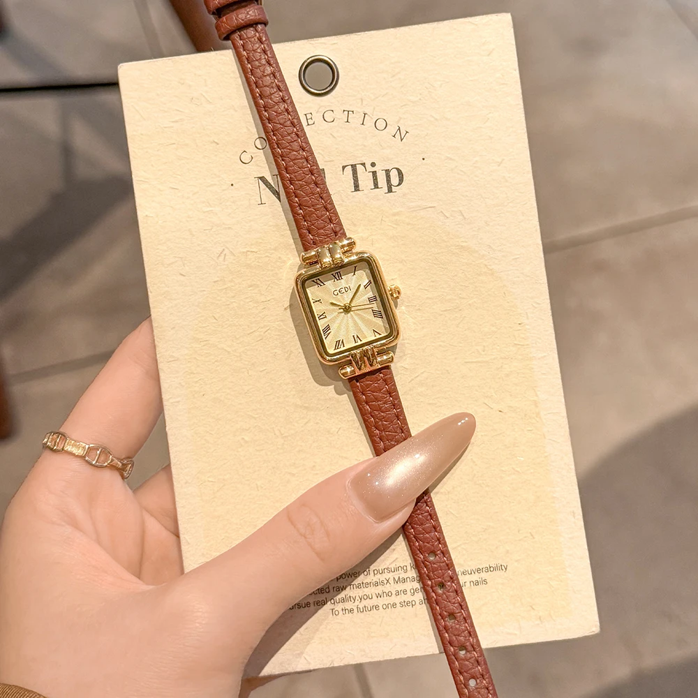 GEDI Watches Woman Leather 2026 New Retro Square Gold Women Watch Elegant Small Dial Leather Strap Quartz Wrist Watches for Lady
GEDI Watches Woman Leather 2026 New Retro Square Gold Women Watch Elegant Small Dial Leather Strap Quartz Wrist Watches for Lady