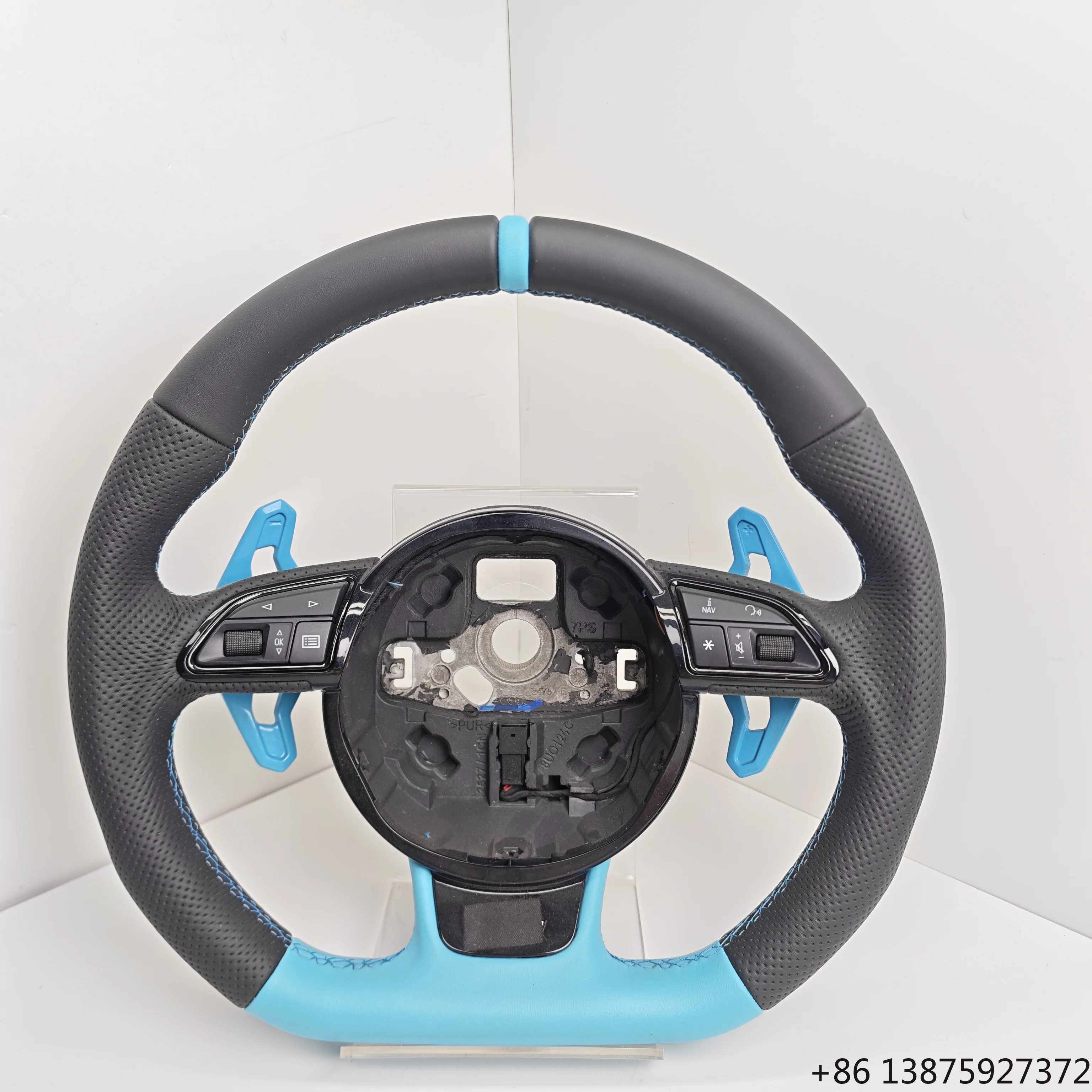 With Blue Top Stripe Paddle Half Perforated Leather Steering Wheel for A3 A4 A5 A6 C6 C7 C8 S3 S4 S5 S6 B8 B9 Q5 Q7 RS3 RS5
With Blue Top Stripe Paddle Half Perforated Leather Steering Wheel for A3 A4 A5 A6 C6 C7 C8 S3 S4 S5 S6 B8 B9 Q5 Q7 RS3 RS5