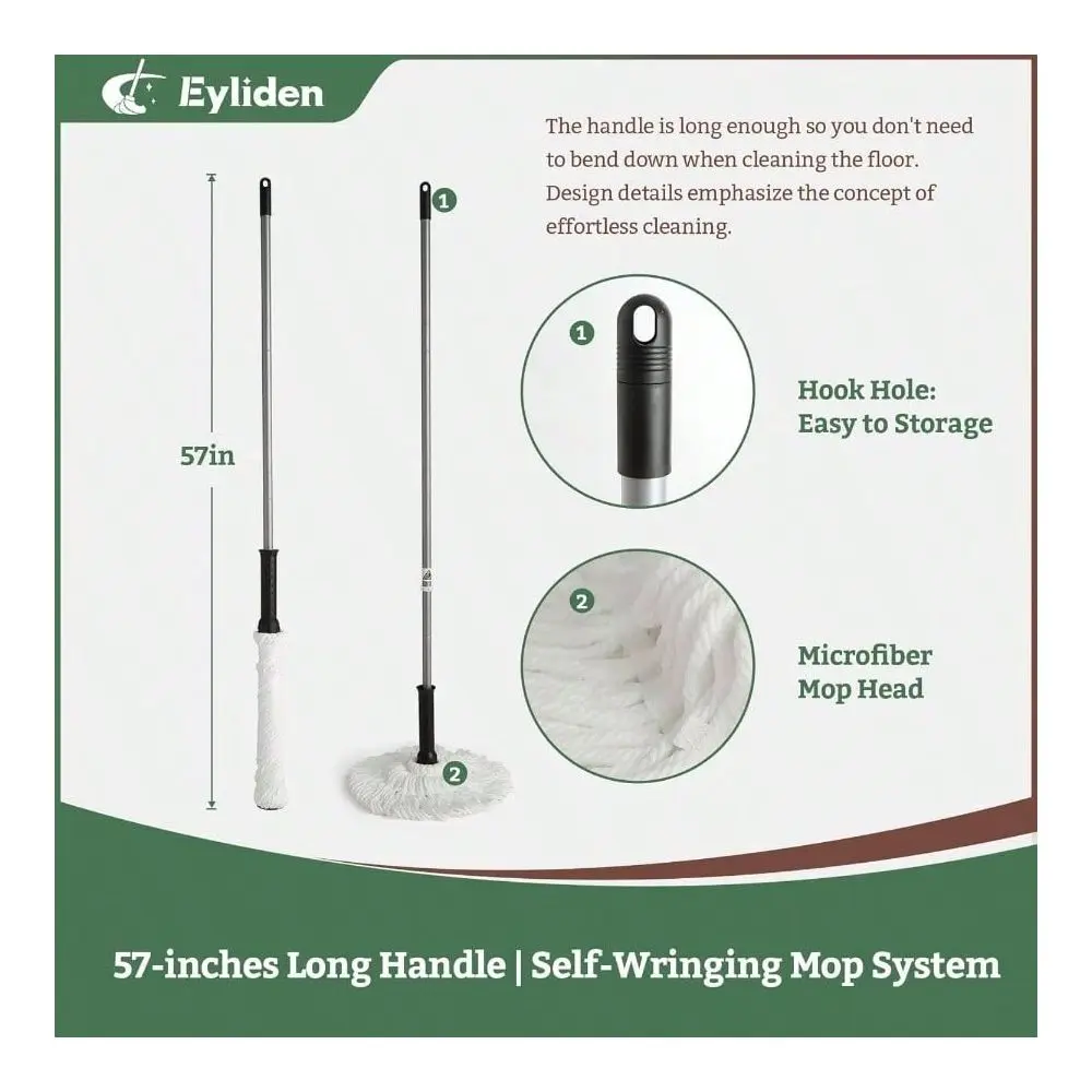 Mop Simple Easy Self Wringing, 57 Long Handle, All Type Floors, Microfiber String Mops Cleans Dust Pet Hair, Quick Absorbs Spil
Mop Simple Easy Self Wringing, 57 Long Handle, All Type Floors, Microfiber String Mops Cleans Dust Pet Hair, Quick Absorbs Spil