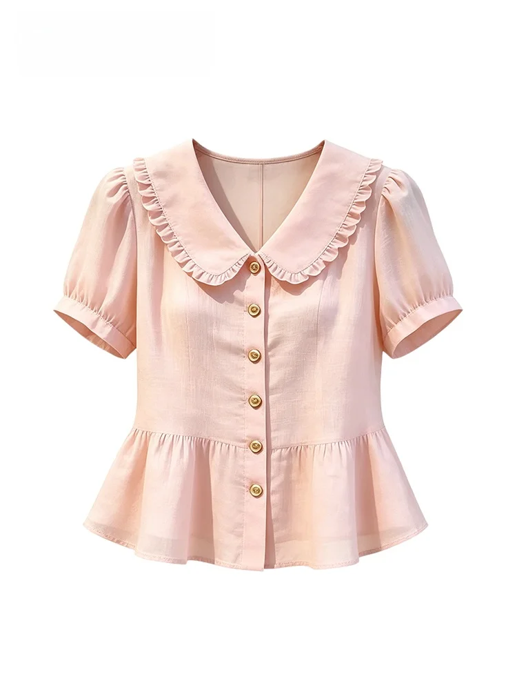 Cara CLUB Large Size Doll Collar Short Sleeve Shirt Women Summer New Fashion Youthful Meat Concealing Top Casual Style
Cara CLUB Large Size Doll Collar Short Sleeve Shirt Women Summer New Fashion Youthful Meat Concealing Top Casual Style