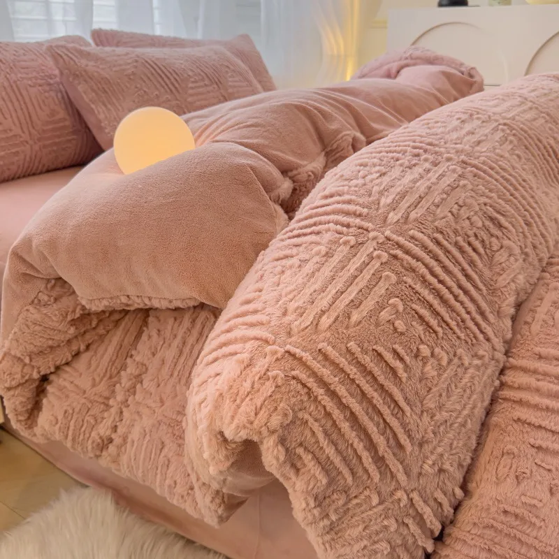 2025 winter model carved rabbit fur milk fleece bed four-piece set coral fleece thickened bed sheet quilt cover fitted sheet kit
2025 winter model carved rabbit fur milk fleece bed four-piece set coral fleece thickened bed sheet quilt cover fitted sheet kit
