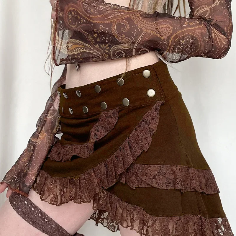 Women y2k autumn and winter low-waist studded skirt with aesthetic solid color layered lace skirt suitable for street travelwear
Women y2k autumn and winter low-waist studded skirt with aesthetic solid color layered lace skirt suitable for street travelwear