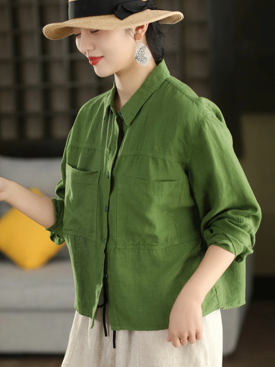 Retro Han Han Pure Color Long Sleeve Shirt Spring Style Slimming Collarless Cardigan Women's Comfortable Breathable Loose Fit
Retro Han Han Pure Color Long Sleeve Shirt Spring Style Slimming Collarless Cardigan Women's Comfortable Breathable Loose Fit