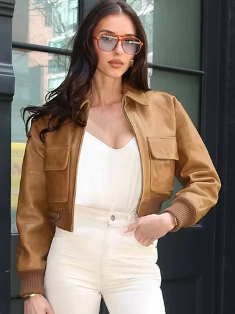 Nibber Zip Autumn New Style Crop Jacket Woman Faux Leather Lapel Pocket Decoration Full Sleeve High Street Fashion Classic Coats
Nibber Zip Autumn New Style Crop Jacket Woman Faux Leather Lapel Pocket Decoration Full Sleeve High Street Fashion Classic Coats